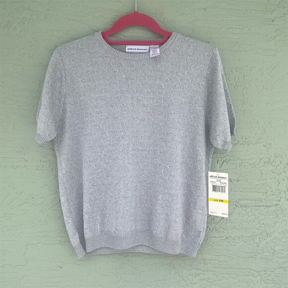 Alfred Dunner Women's Petite Silver Sparkle Pullover Sweater M - Picture 1 of 9
